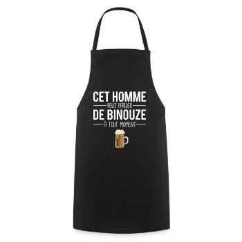 Idée cadeau amateur bière mousse pression humour - Tablier de cuisine - noir - Devant - AI Model Male 185 dark (185cm)