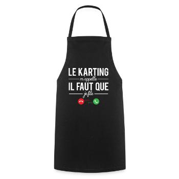 Le karting m'appelle il faut que je file humour - Tablier de cuisine - noir - Devant - AI Model Male 185 dark (185cm)