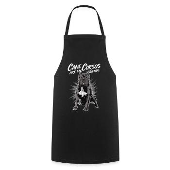 Cane Corso Dog - Cooking Apron - black - Front - AI Model Male 185 dark (185cm)