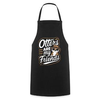 Otter Sea Otter - Cooking Apron - black - Front - AI Model Male 185 dark (185cm)