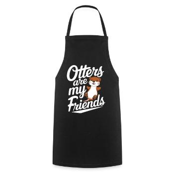 Otter Sea Otter - Cooking Apron - black - Front - AI Model Male 185 dark (185cm)