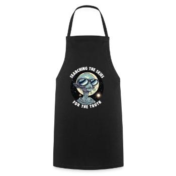 SciFi and Extraterrestrial Aliens and UFO Fan - Cooking Apron - black - Front - AI Model Male 185 dark (185cm)