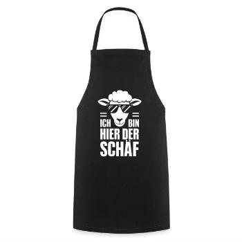 sheep, flock of sheep, farm, farmer, shepherd - Cooking Apron - black - Front - AI Model Male 185 dark (185cm)