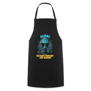 SciFi and Extraterrestrial Aliens and UFO Fan - Cooking Apron - black - Front - AI Model Male 185 dark (185cm)