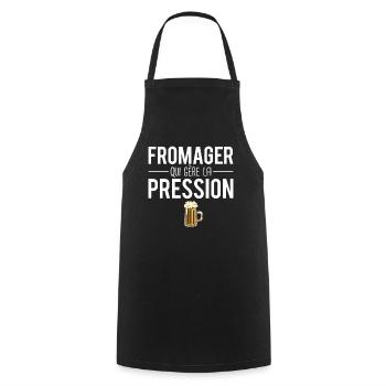 Fromager qui gère la pression métier bière humour - Tablier de cuisine - noir - Devant - AI Model Male 185 dark (185cm)