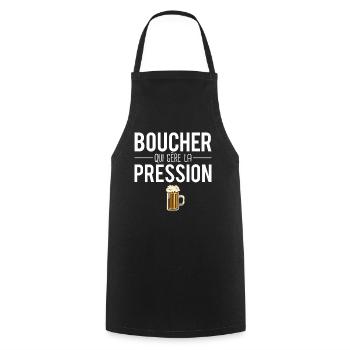 Boucher qui gère la pression métier bière humour - Tablier de cuisine - noir - Devant - AI Model Male 185 dark (185cm)