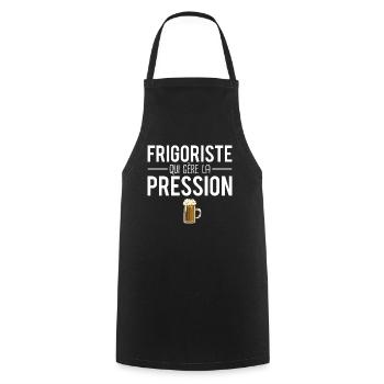Frigoriste qui gère la pression cadeau frigoriste - Tablier de cuisine - noir - Devant - AI Model Male 185 dark (185cm)