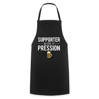Supporter qui gère la pression blague fan foot - Tablier de cuisine - noir - Devant - AI Model Male 185 dark (185cm)