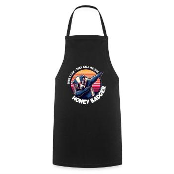 Dicton de blaireau à miel - Tablier de cuisine - noir - Devant - AI Model Male 185 dark (185cm)