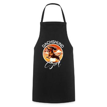 Dachshund Girl - Kochschürze - Schwarz - Vorne - AI Model Male 185 dark (185cm)