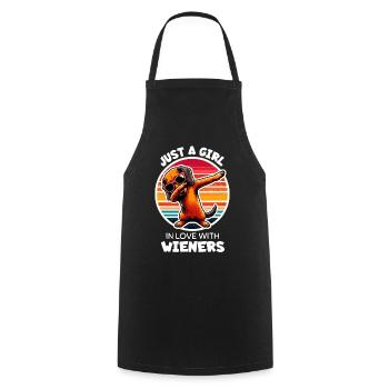 Une fille aime le teckel - Tablier de cuisine - noir - Devant - AI Model Male 185 dark (185cm)