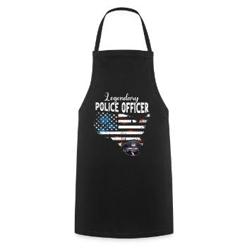 Policeman US - Cooking Apron - black - Front - AI Model Male 185 dark (185cm)