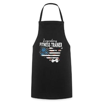 Fitness Trainer US - Cooking Apron - black - Front - AI Model Male 185 dark (185cm)