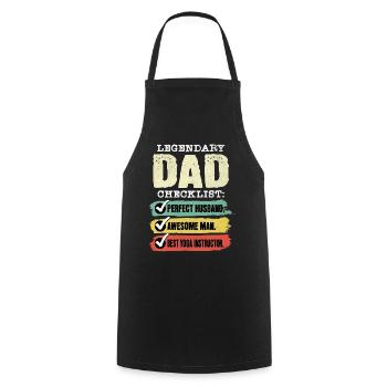 Papa Professeur de Yoga Fête des Pères - Tablier de cuisine - noir - Devant - AI Model Male 185 dark (185cm)