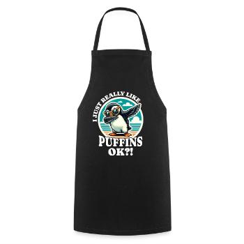 J’adore le dicton Puffin - Tablier de cuisine - noir - Devant - AI Model Male 185 dark (185cm)