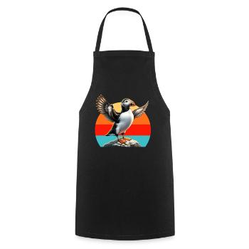 Puffin Motif - Cooking Apron - black - Front - AI Model Male 185 dark (185cm)