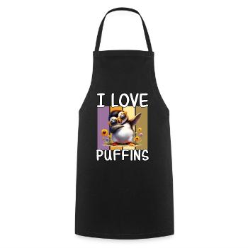 I love puffins - Cooking Apron - black - Front - AI Model Male 185 dark (185cm)