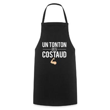 Tonton bien costaud cadeau tonton humour - Tablier de cuisine - noir - Devant - AI Model Male 185 dark (185cm)