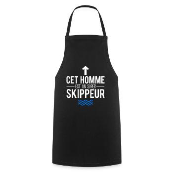 Cet homme est un super skipper capitaine bateau - Tablier de cuisine - noir - Devant - AI Model Male 185 dark (185cm)