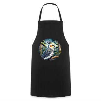 Cockatiel - Cooking Apron - black - Front - AI Model Male 185 dark (185cm)