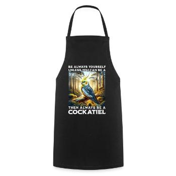 Cockatiel Saying - Cooking Apron - black - Front - AI Model Male 185 dark (185cm)