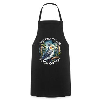 Dictons de calopsitte - Tablier de cuisine - noir - Devant - AI Model Male 185 dark (185cm)
