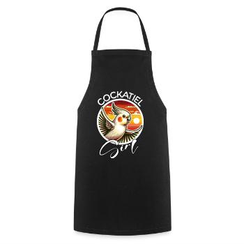 Cockatiel Girl - Cooking Apron - black - Front - AI Model Male 185 dark (185cm)