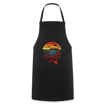 Moin Sylt avec mouette dans le style rétro Island Sylt - Tablier de cuisine - noir - Devant - AI Model Male 185 dark (185cm)