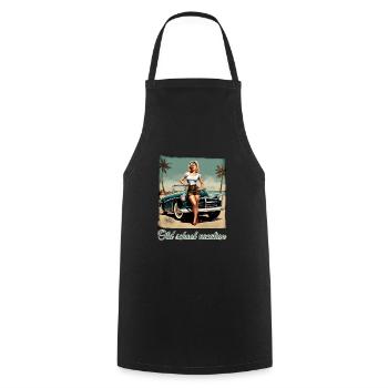 Rétro Pin Up Girl Vacances à l’ancienne - Tablier de cuisine - noir - Devant - AI Model Male 185 dark (185cm)