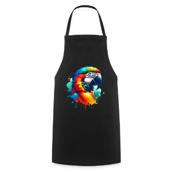 Papageie Sprüche - Kochschürze - Schwarz - Vorne - AI Model Male 185 dark (185cm)