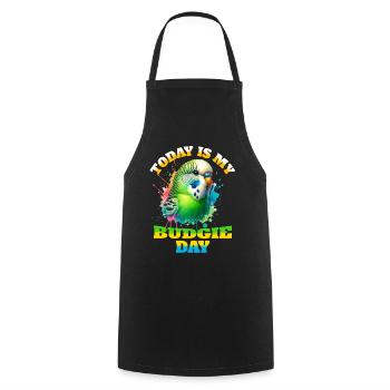 Dictons de perruche - Tablier de cuisine - noir - Devant - AI Model Male 185 dark (185cm)