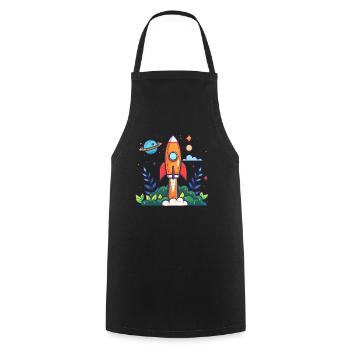Space Rocket - Cooking Apron - black - Front - AI Model Male 185 dark (185cm)