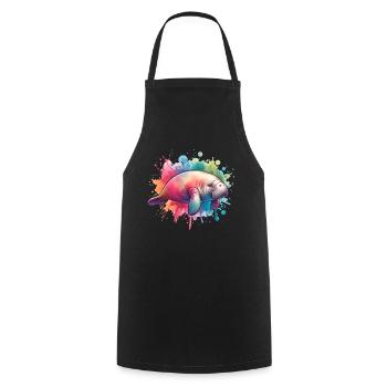 Dugong Manatee - Cooking Apron - black - Front - AI Model Male 185 dark (185cm)