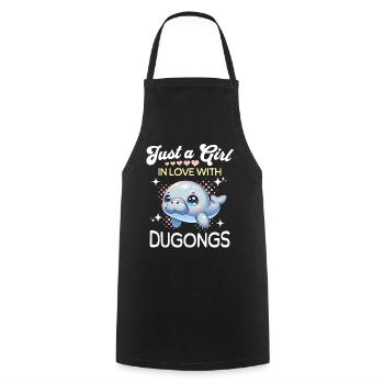 Manatee Girl Dugong - Cooking Apron - black - Front - AI Model Male 185 dark (185cm)