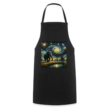 Éléphant de Sumatra Nuit étoilée - Tablier de cuisine - noir - Devant - AI Model Male 185 dark (185cm)