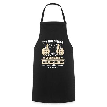 Dictons du Western Rider - Tablier de cuisine - noir - Devant - AI Model Male 185 dark (185cm)