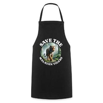 Tigre de Malaisie - Tablier de cuisine - noir - Devant - AI Model Male 185 dark (185cm)