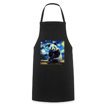 Panda Bear Starry Night Panda - Cooking Apron - black - Front - AI Model Male 185 dark (185cm)