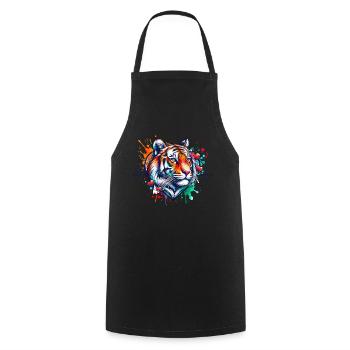 Cardio Sumatra Tiger EKG - Kochschürze - Schwarz - Vorne - AI Model Male 185 dark (185cm)