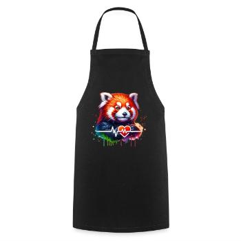 Red Panda ECG - Tablier de cuisine - noir - Devant - AI Model Male 185 dark (185cm)