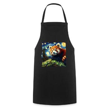Panda roux Nuit étoilée - Tablier de cuisine - noir - Devant - AI Model Male 185 dark (185cm)