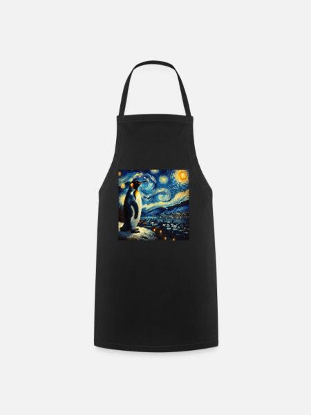 Pinguin Starry Night - Kochschürze - Schwarz