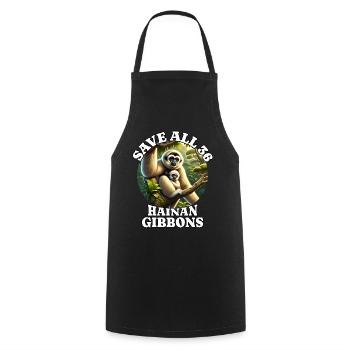 Gibbon Sauvez le gibbon à crête - Tablier de cuisine - noir - Devant - AI Model Male 185 dark (185cm)