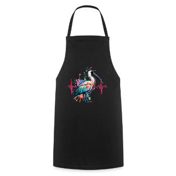 Northern Bald Ibis ECG Stork - Cooking Apron - black - Front - AI Model Male 185 dark (185cm)
