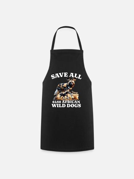 Save African Wild Dog - Cooking Apron - black