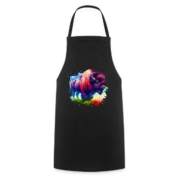 Bison Buffalo - Cooking Apron - black - Front - AI Model Male 185 dark (185cm)