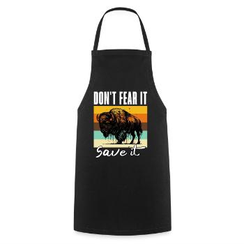 Dictons amusants de buffle - Tablier de cuisine - noir - Devant - AI Model Male 185 dark (185cm)