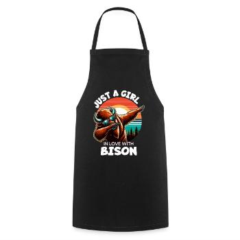 Une fille aime le bison - Tablier de cuisine - noir - Devant - AI Model Male 185 dark (185cm)