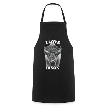 J’aime le bison J’aime le bison - Tablier de cuisine - noir - Devant - AI Model Male 185 dark (185cm)
