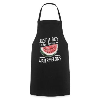Wassermelone Melonenfrucht - Kochschürze - Schwarz - Vorne - AI Model Male 185 dark (185cm)